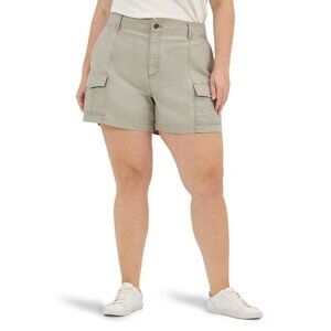 Lee Women's Plus Heritage High Rise Cargo Short, Size 24W, Loose Fit, Beige